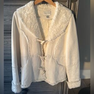 White House Black Market Cream Teddy Jacket